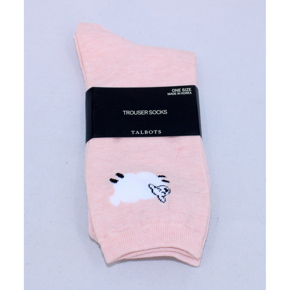 Talbots Pink Trouser Socks Sheep Motif One Size KR5120 New